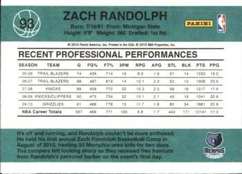 2010-11 Donruss #93 Zach Randolph  Back