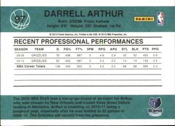 2010-11 Donruss #97 Darrell Arthur  Back