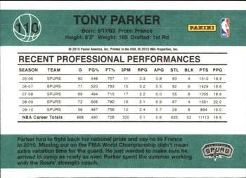2010-11 Donruss #110 Tony Parker  Back