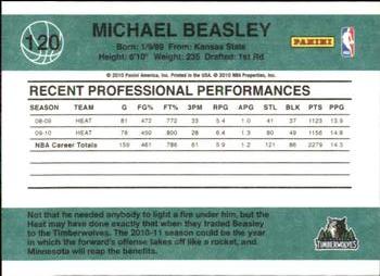 2010-11 Donruss #120 Michael Beasley  Back