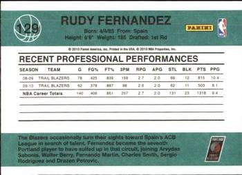 2010-11 Donruss #129 Rudy Fernandez  Back