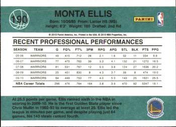 2010-11 Donruss #190 Monta Ellis  Back