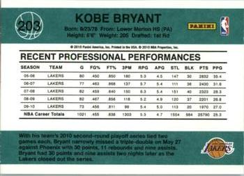 2010-11 Donruss #203 Kobe Bryant  Back
