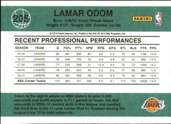 2010-11 Donruss #205 Lamar Odom  Back