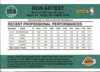 2010-11 Donruss #209 Ron Artest  Back