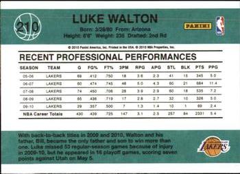 2010-11 Donruss #210 Luke Walton  Back