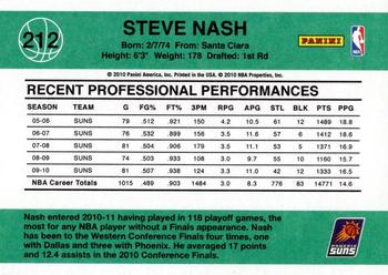 2010-11 Donruss #212 Steve Nash  Back