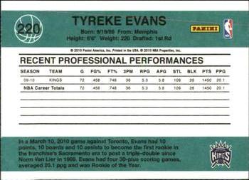 2010-11 Donruss #220 Tyreke Evans  Back