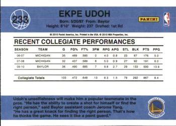 2010-11 Donruss #233 Ekpe Udoh  Back