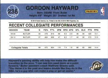 2010-11 Donruss #236 Gordon Hayward  Back