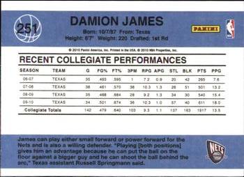 2010-11 Donruss #251 Damion James  Back