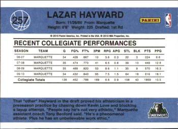 2010-11 Donruss #257 Lazar Hayward  Back