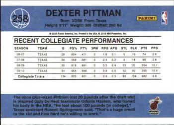 2010-11 Donruss #258 Dexter Pittman  Back
