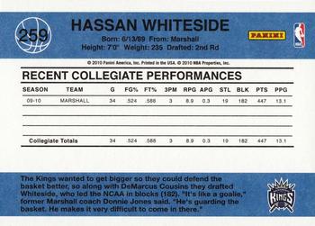 2010-11 Donruss #259 Hassan Whiteside  Back