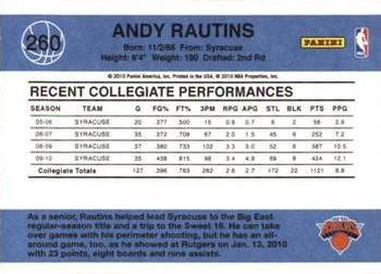 2010-11 Donruss #260 Andy Rautins  Back