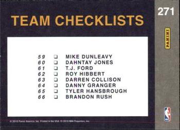 2010-11 Donruss #271 Indiana Pacers  Back