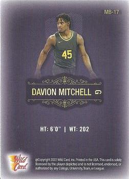 2022 Wild Card Matte #MB-17 Davion Mitchell Back