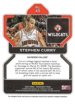2022 Panini Prizm Draft Picks #45 Stephen Curry Back