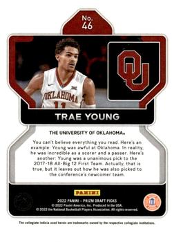 2022 Panini Prizm Draft Picks #46 Trae Young Back