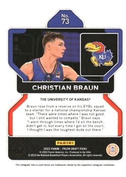 2022 Panini Prizm Draft Picks #73 Christian Braun Back