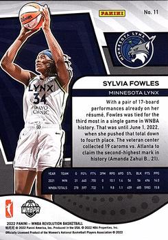 2022 Panini Revolution WNBA #11 Sylvia Fowles Back