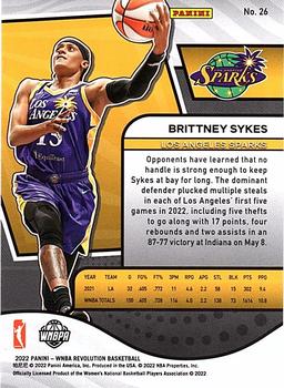2022 Panini Revolution WNBA #26 Brittney Sykes Back