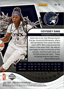 2022 Panini Revolution WNBA #38 Odyssey Sims Back