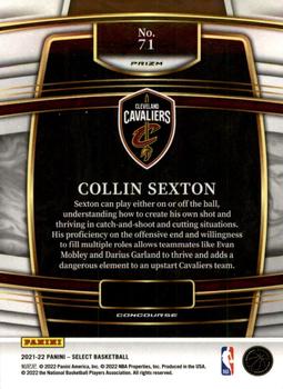 2021-22 Panini Select - Orange Flash Prizms #71 Collin Sexton Back