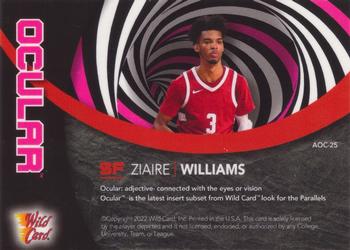 2021-22 Wild Card Alumination - Ocular Single Swirl Pink #AOC-25 Ziaire Williams Back