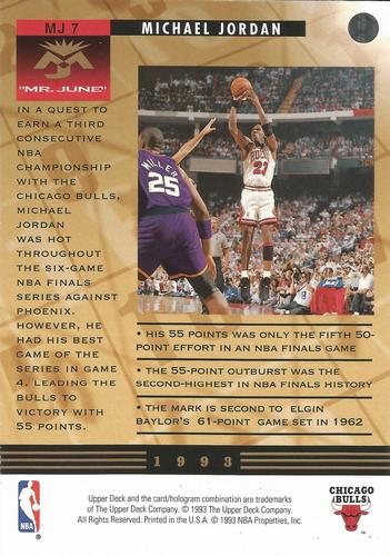 1993-94 Upper Deck Authenticated Michael Jordan Mr. June Jumbo #MJ7 Michael Jordan Back