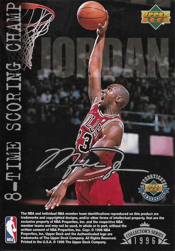 1996 Upper Deck Authenticated Michael Jordan 8-Time Scoring Champ (Blank Back) #NNO Michael Jordan Front