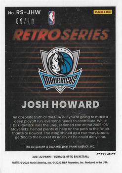 2021-22 Donruss Optic - Retro Series Signatures Gold #RS-JHW Josh Howard Back