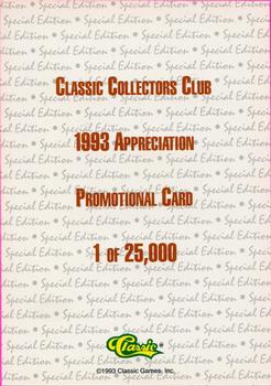 1993 Classic Draft Picks - Classic Collectors Club 1993 Appreciation Promo #NNO Anfernee Hardaway Back