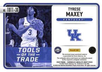 2022 Panini Chronicles Draft Picks - Absolute Tools of the Trade Green #TOTT-30 Tyrese Maxey Back