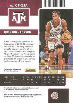 2022 Panini Chronicles Draft Picks - College Ticket Pink #CT-QJA Quenton Jackson Back