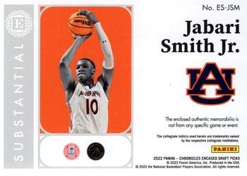 2022 Panini Chronicles Draft Picks - Encased Substantial Rookie Swatches #ES-JSM Jabari Smith Jr. Back