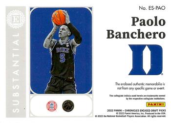 2022 Panini Chronicles Draft Picks - Encased Substantial Rookie Swatches Green #ES-PAO Paolo Banchero Back