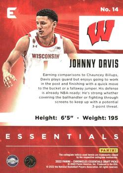 2022 Panini Chronicles Draft Picks - Essentials #14 Johnny Davis Back