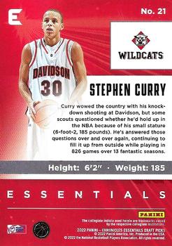 2022 Panini Chronicles Draft Picks - Essentials #21 Stephen Curry Back