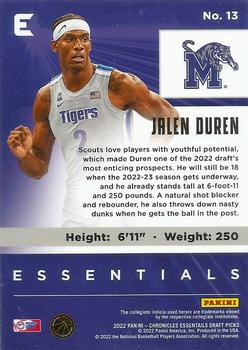 2022 Panini Chronicles Draft Picks - Essentials Pink #13 Jalen Duren Back