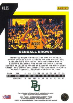 2022 Panini Chronicles Draft Picks - Flux #15 Kendall Brown Back