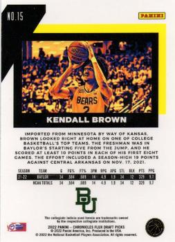 2022 Panini Chronicles Draft Picks - Flux Black #15 Kendall Brown Back