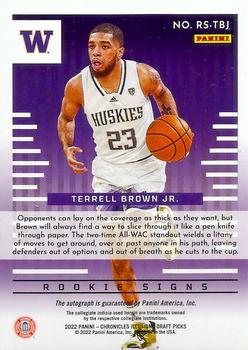 2022 Panini Chronicles Draft Picks - Illusions Rookie Signs #RS-TBJ Terrell Brown Jr. Back