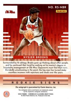2022 Panini Chronicles Draft Picks - Illusions Rookie Signs Platinum #RS-NBR Nysier Brooks Back