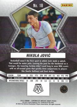 2022 Panini Chronicles Draft Picks - Mosaic #18 Nikola Jovic Back