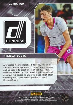 2022 Panini Chronicles Draft Picks - Power Formulas #PF-JOV Nikola Jovic Back