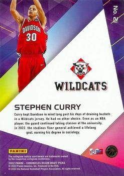 2022 Panini Chronicles Draft Picks - Recon #21 Stephen Curry Back