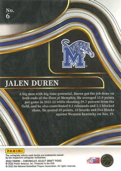 2022 Panini Chronicles Draft Picks - Select #6 Jalen Duren Back