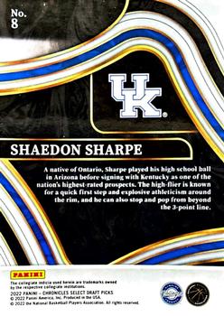 2022 Panini Chronicles Draft Picks - Select #8 Shaedon Sharpe Back