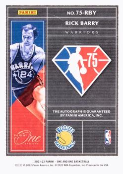 2021-22 Panini One and One - 75th-Team Signatures #75-RBY Rick Barry Back